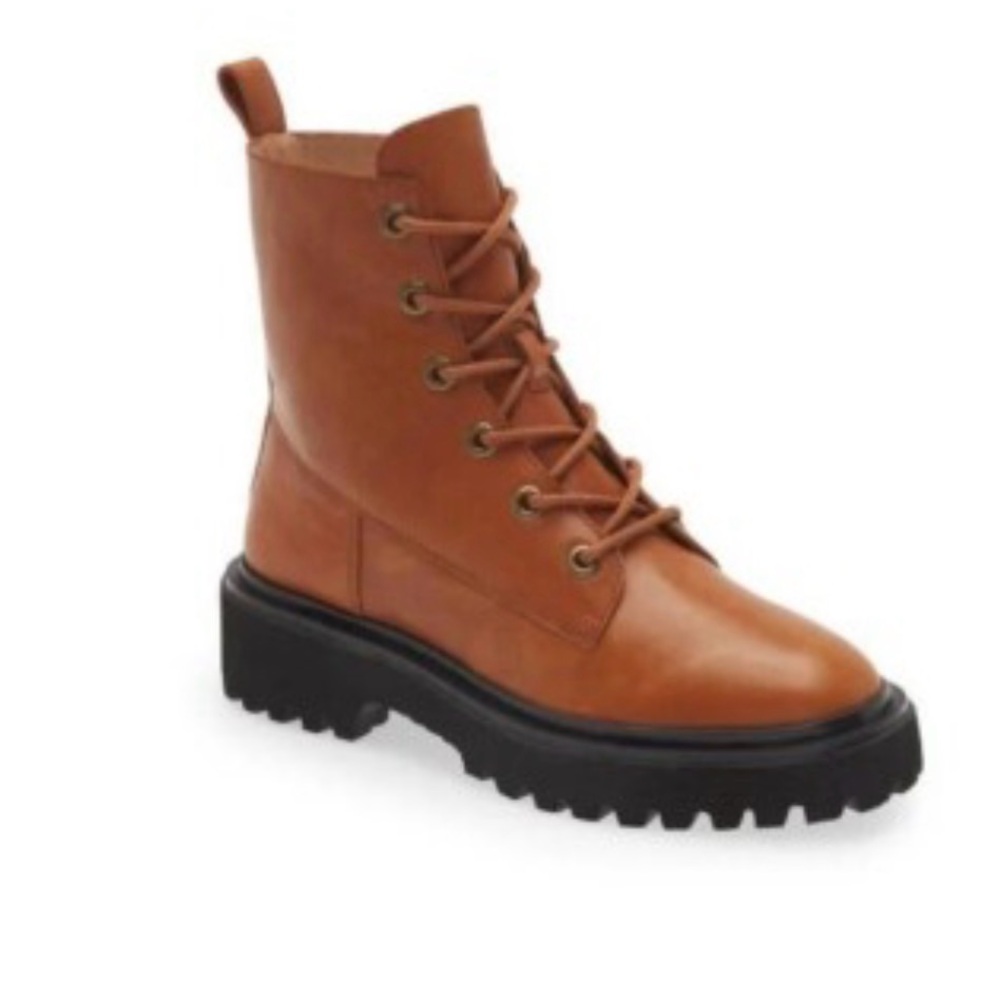 MADEWELL The Rayna lace-up boot leather combat English Saddle women’s sz 8.5 EUC - Picture 2 of 13